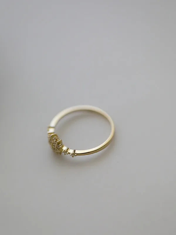 925 Sterling Silver 14k Gold Plated Romantic Snowflake Zircon Ring