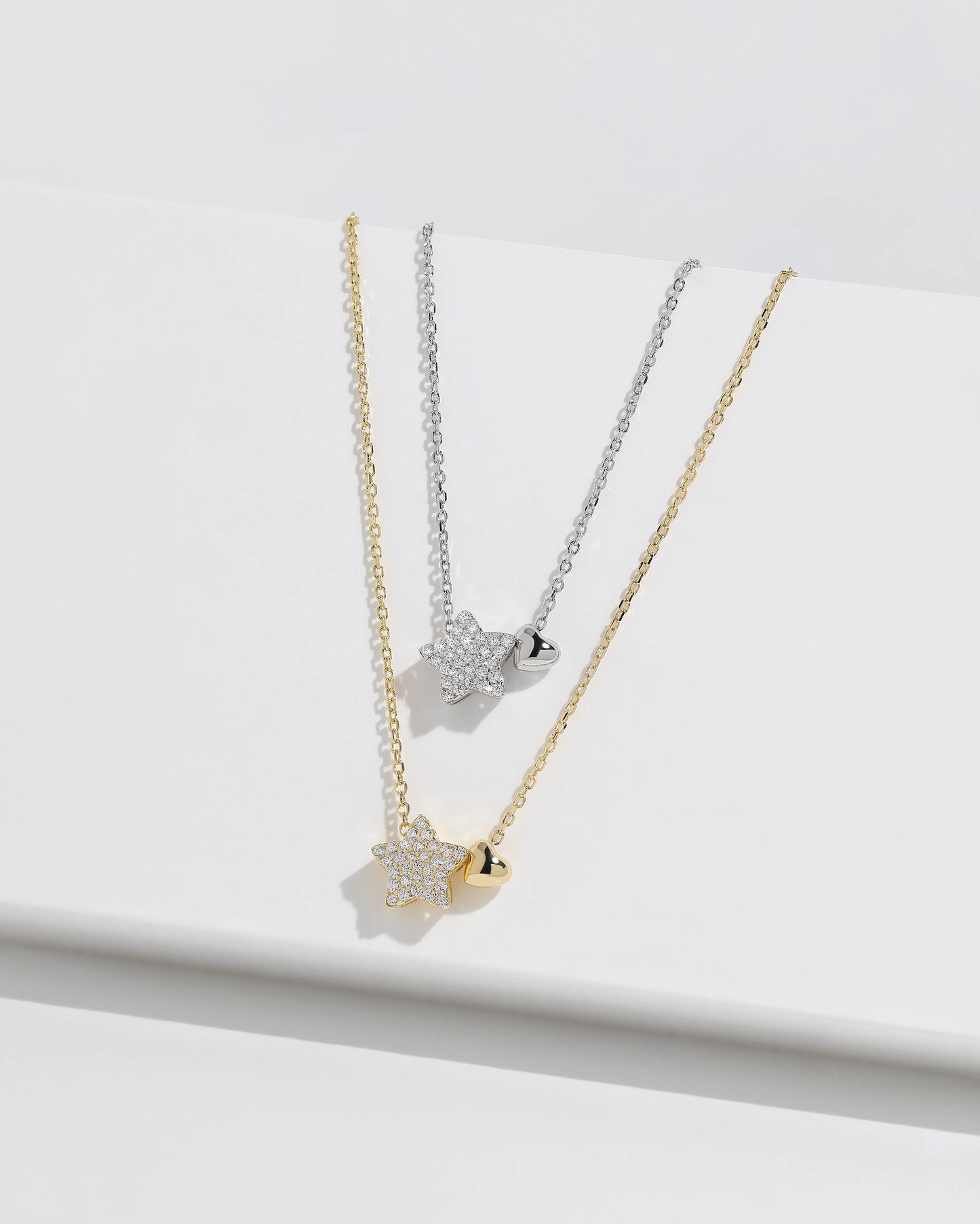 925 Sterling Silver Necklace Sweet Star Heart