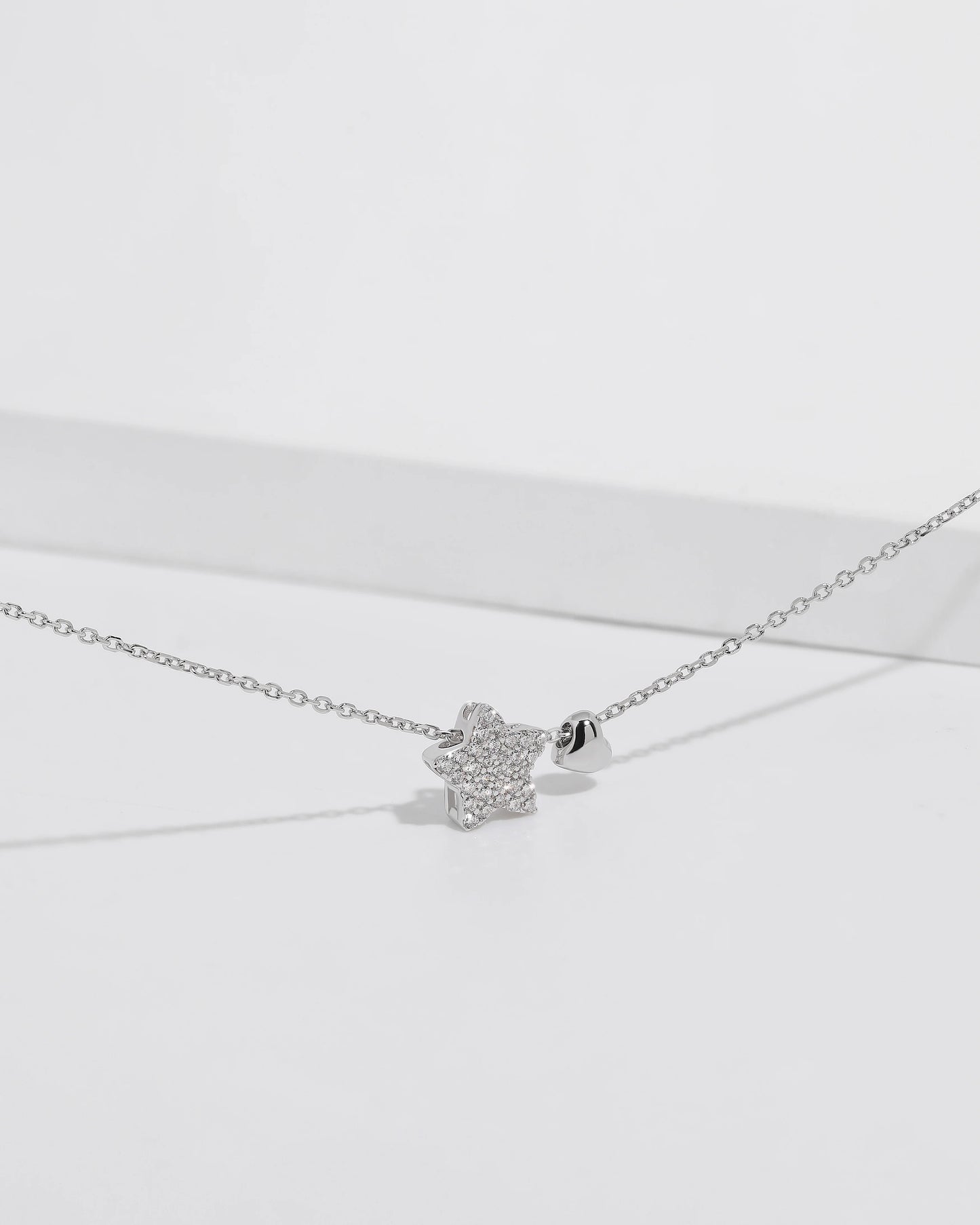925 Sterling Silver Necklace Sweet Star Heart