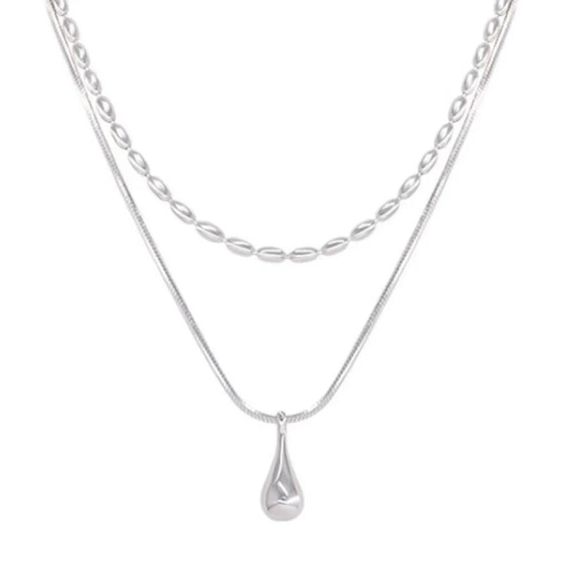Elegant 925 sterling silver double-layer necklace with a delicate, handmade pendant, perfect for everyday or special moments.