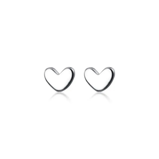 Delicate 925 Sterling Silver mini love heart stud earrings with a chic, minimalist geometric design for everyday elegance.