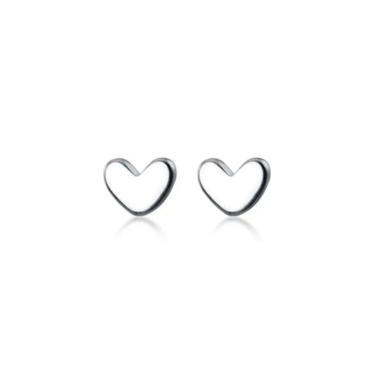 Delicate 925 Sterling Silver mini love heart stud earrings with a chic, minimalist geometric design for everyday elegance.