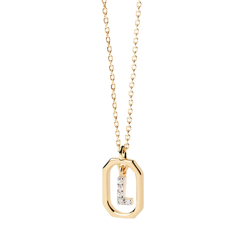New 925 Sterling Silver Alphabet Necklace Initial Choker A-Z Letters Collarbone Chain