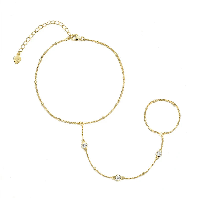 Gleaming 925 sterling silver bracelet with sparkling 18K-plated Moissanite stones in a sleek, unisex charm design.