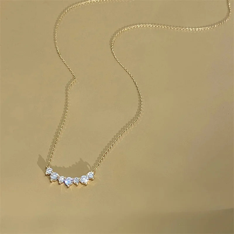 925 Sterling Silver Plated 18K Gold Zircon Necklace