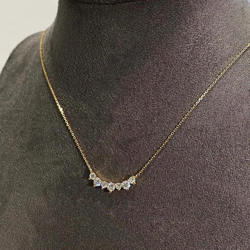 925 Sterling Silver Plated 18K Gold Zircon Necklace
