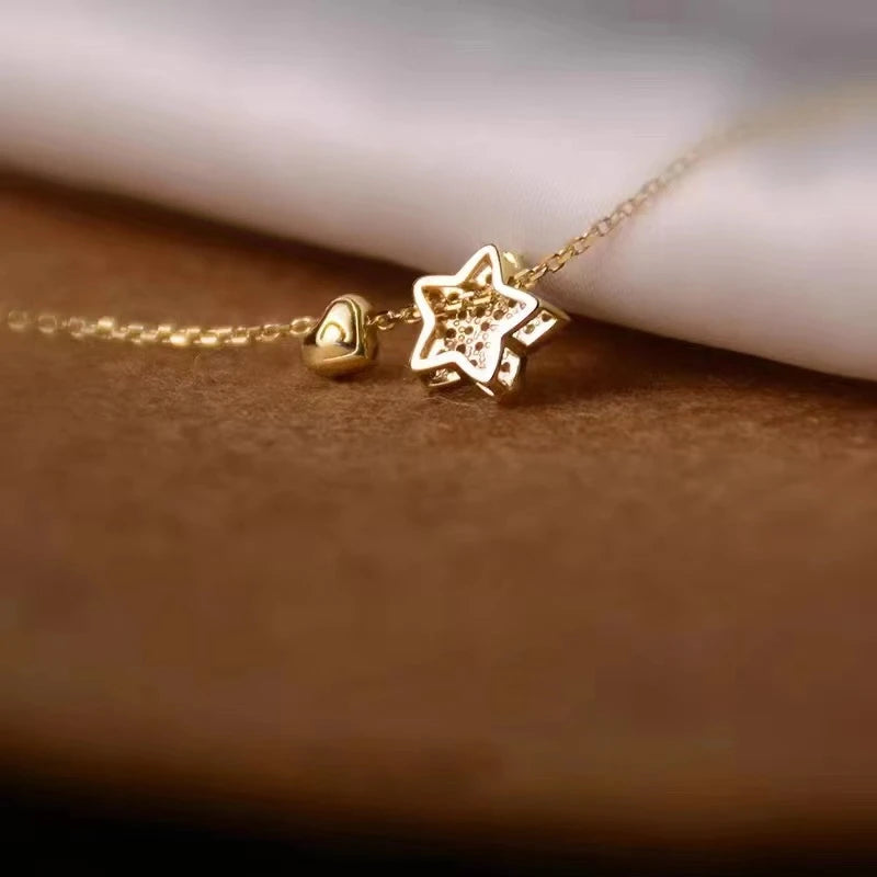 925 Sterling Silver Necklace Sweet Star Heart