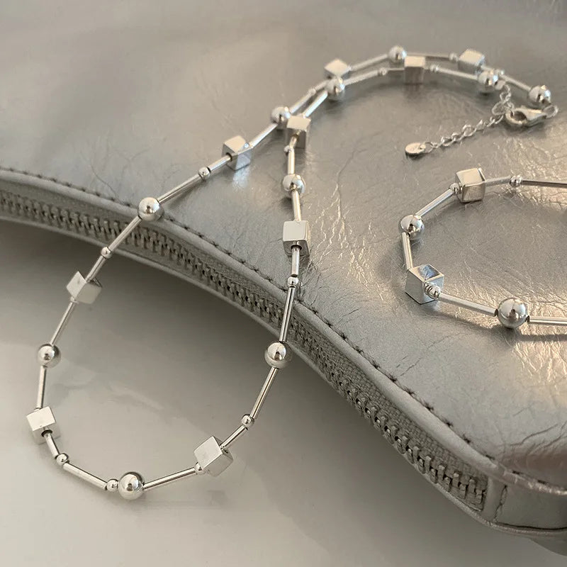 925 Sterling Silver Bead Necklace for Women