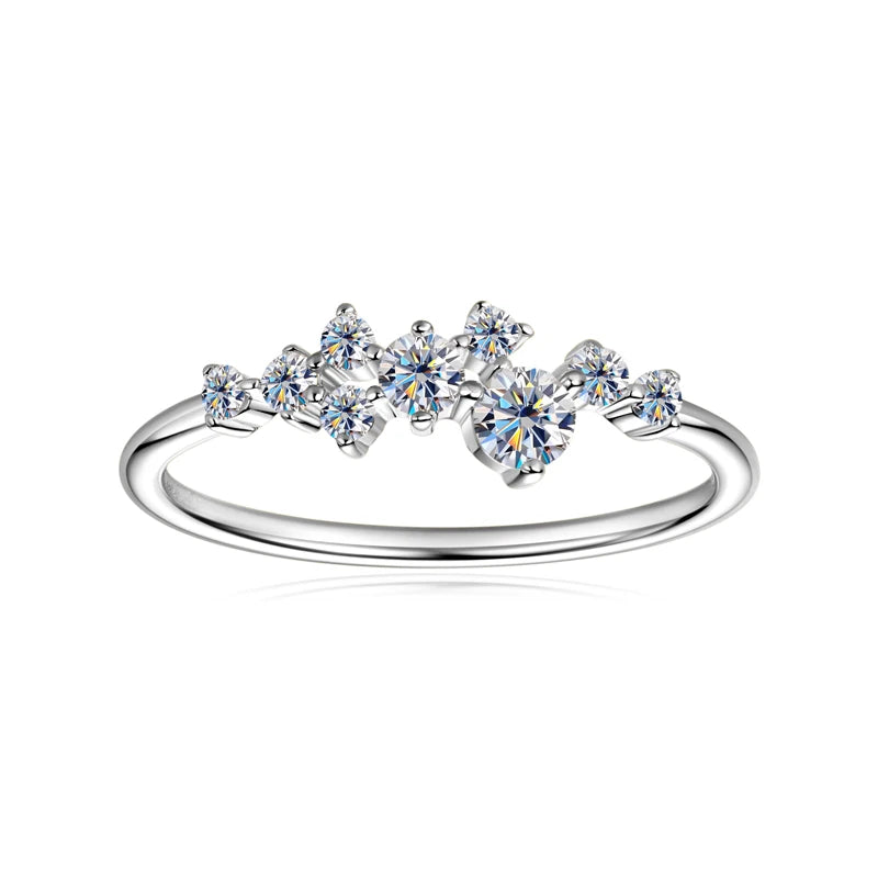 Stunning 14K gold-plated moissanite ring with a brilliant round center stone, sparkling in a secure prong setting.