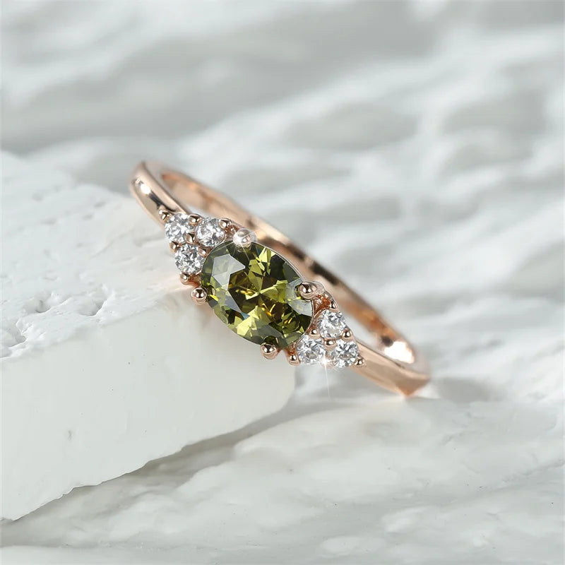 Elegant oval cubic zirconia ring with a prong-set, sparkling stone on a sleek, modern band for a timeless look.