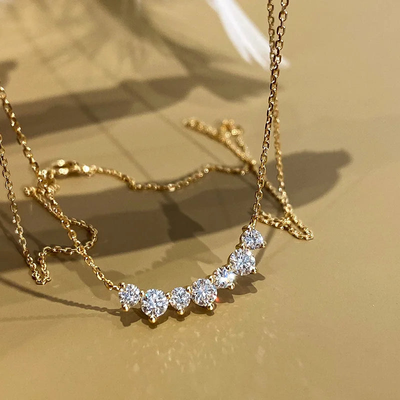 925 Sterling Silver Plated 18K Gold Zircon Necklace