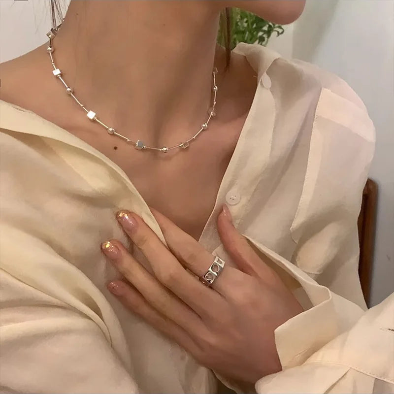 925 Sterling Silver Bead Necklace for Women
