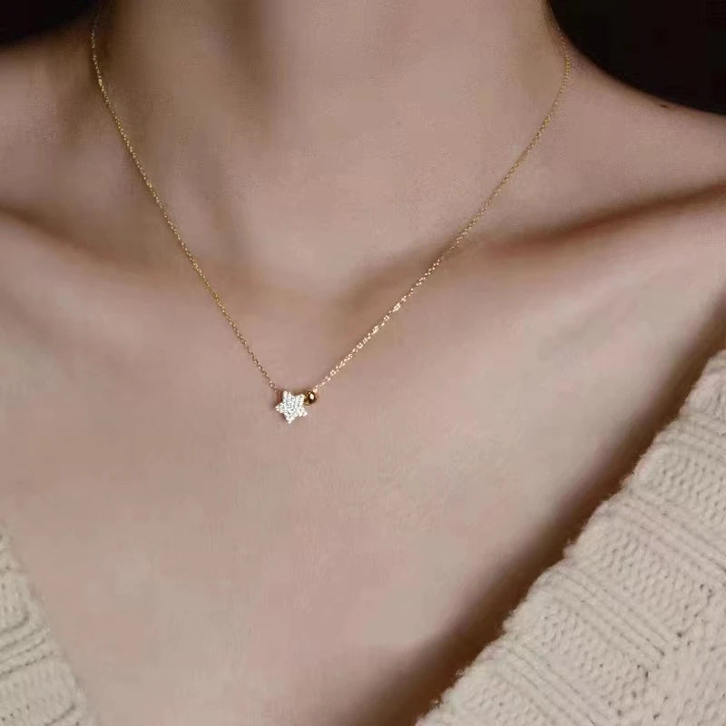 925 Sterling Silver Necklace Sweet Star Heart