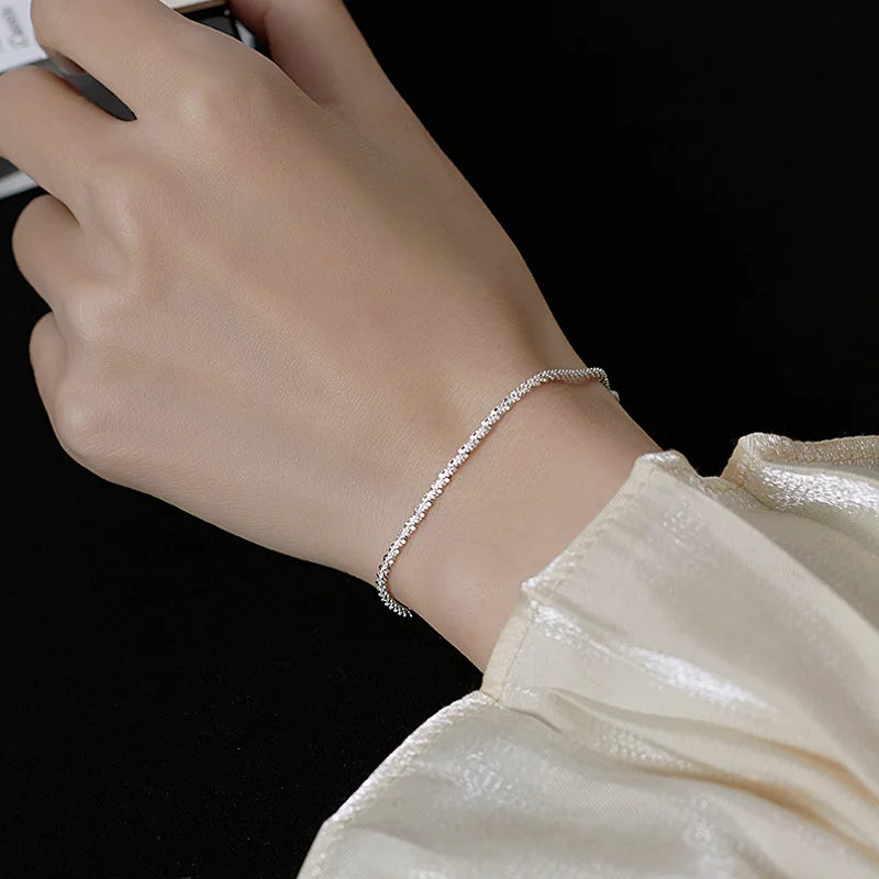 925 Sterling Silver Chain Bracelet – Trendy & Adjustable
