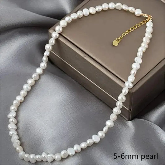 Real Natural Baroque Freshwater Pearl Choker Necklace for Women