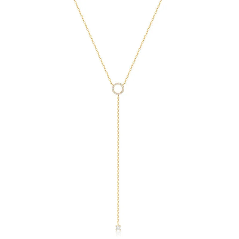 Elegant 925 sterling silver necklace with a double-deck circle zircon pendant on a delicate 40cm O-chain, perfect for romantic style.