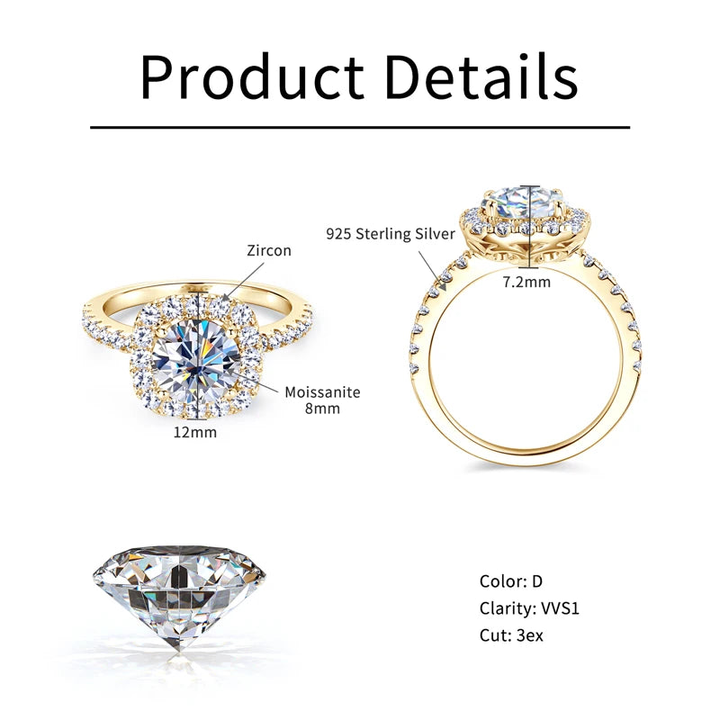 2CT Moissanite Engagement Ring