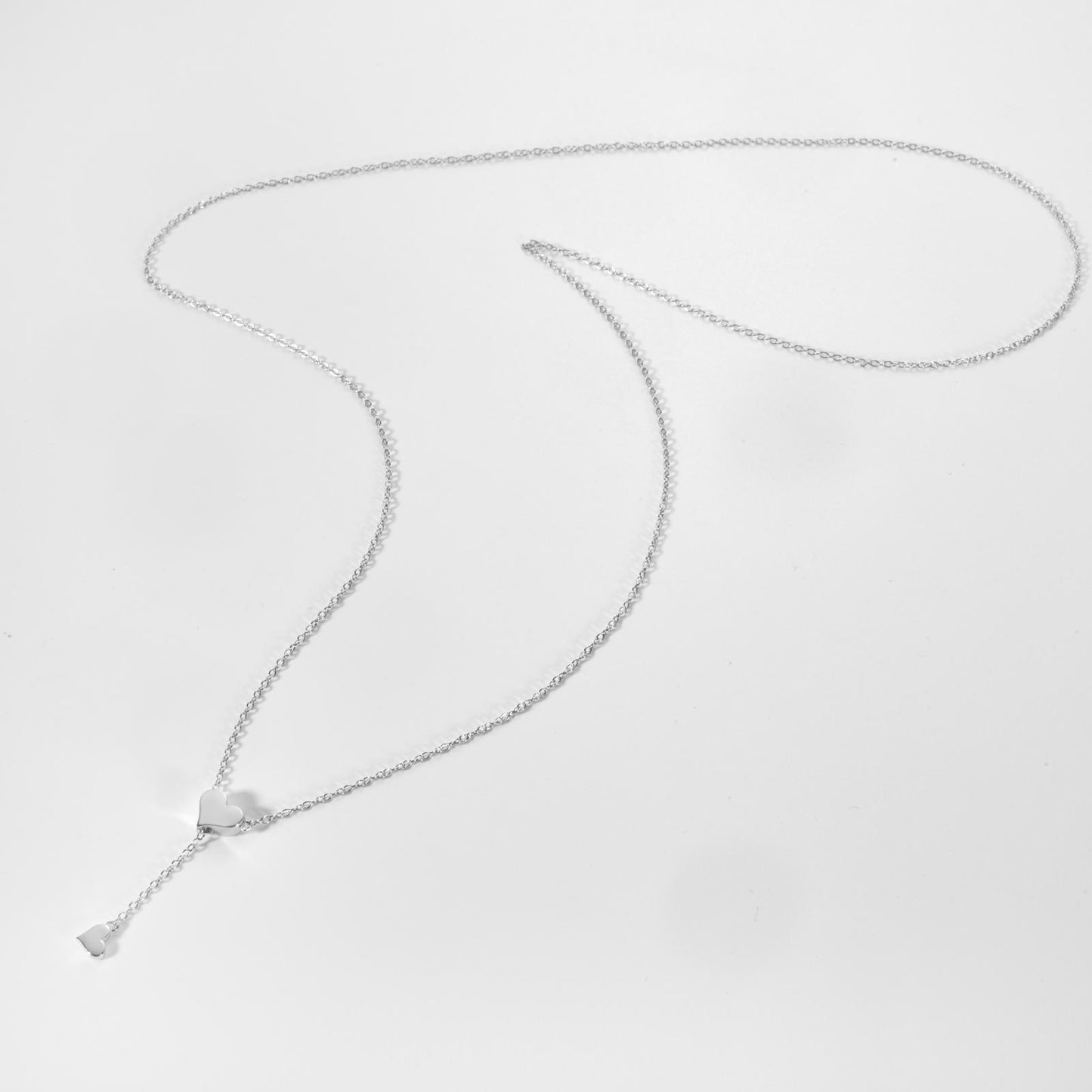 Silver Adjustable Chain Heart Pendant Charm Necklace