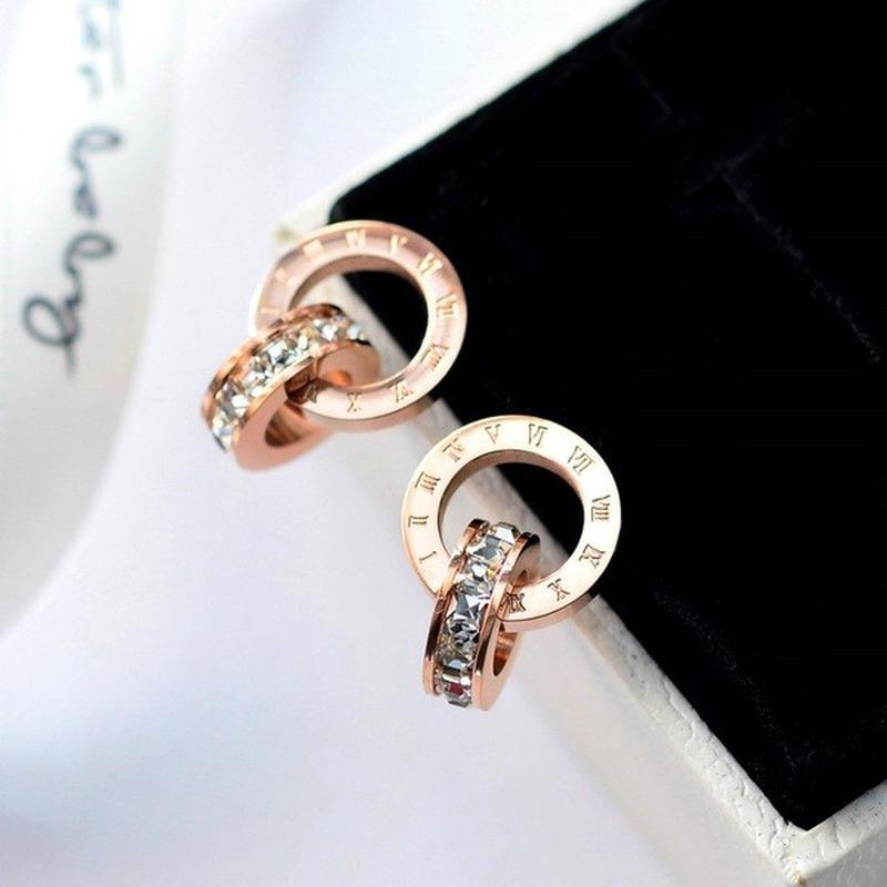 Roman Fashion Double Ring Necklace Bracelet Earring Set