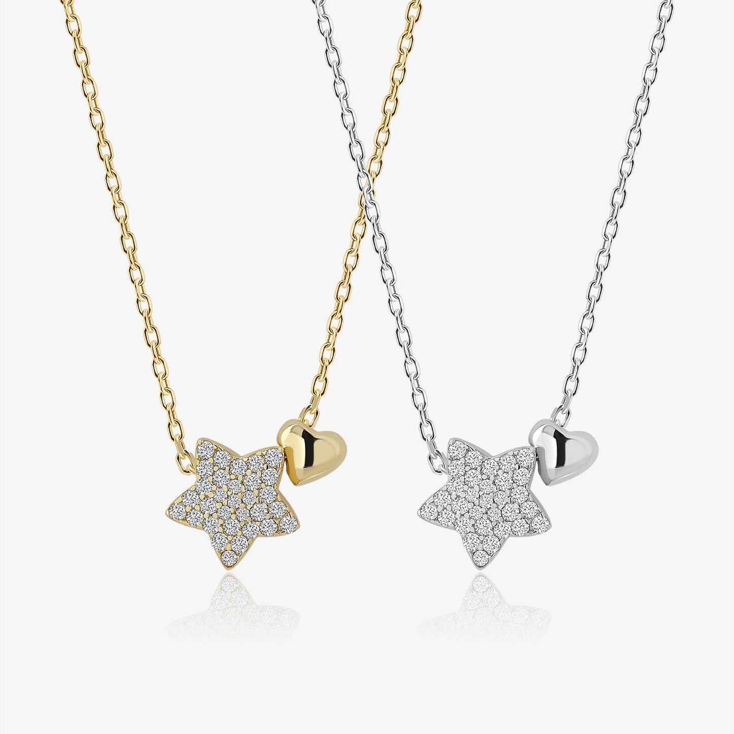 925 Sterling Silver Necklace Sweet Star Heart