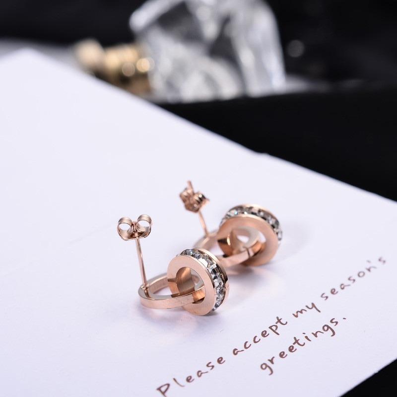 Roman Fashion Double Ring Necklace Bracelet Earring Set