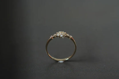 925 Sterling Silver 14k Gold Plated Romantic Snowflake Zircon Ring