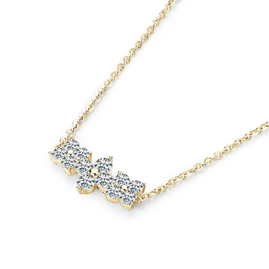 Delicate 925 sterling silver necklace featuring a sparkling moissanite four-leaf clover pendant, perfect for everyday luck.