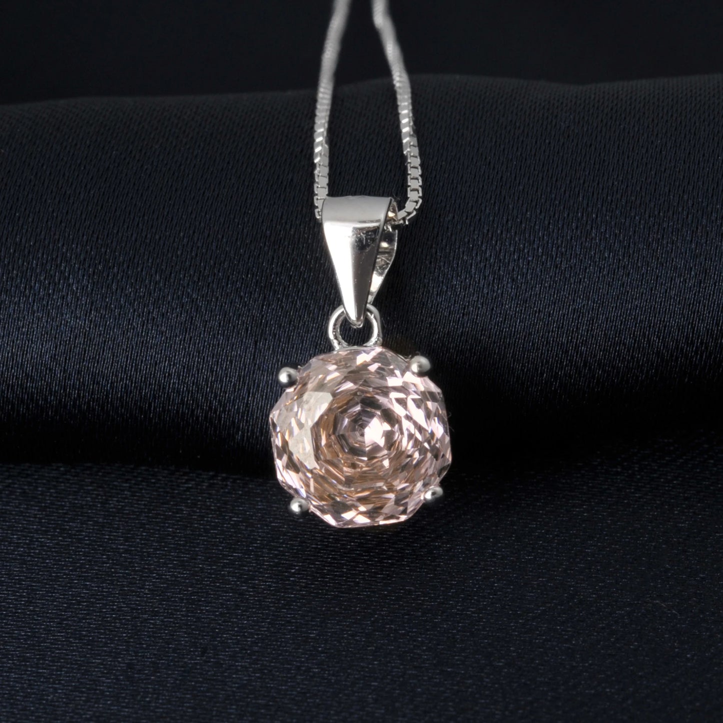 2ct Morganite Pink Octagon Rose Cut Pendant Necklace