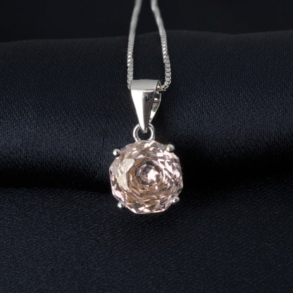 2ct Morganite Pink Octagon Rose Cut Pendant Necklace