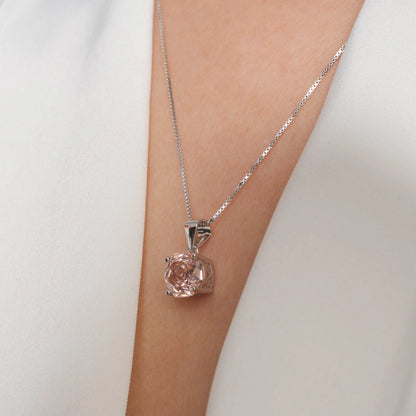2ct Morganite Pink Octagon Rose Cut Pendant Necklace