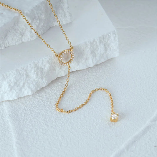 Gle, check out this elegant 925 sterling silver necklace with a double-deck circle zircon pendant on a delicate 40cm O-chain!