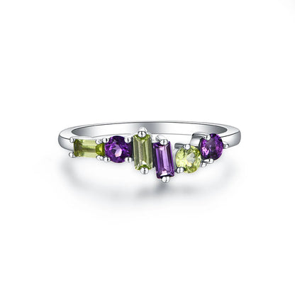925 Sterling Silver CHARMING Natural Peridot & Moissanite Ring