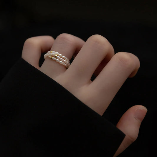 Natural Freshwater Pearls Elastic Ring