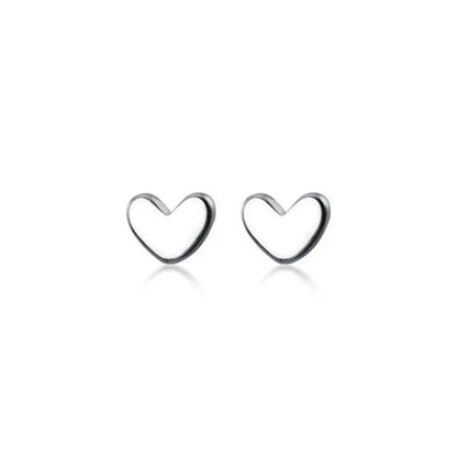 Delicate 925 Sterling Silver mini love heart stud earrings with a chic, minimalist geometric design for everyday elegance.