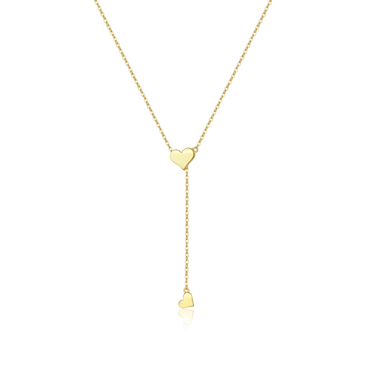 Delicate silver heart pendant necklace with a sparkling zircon center on a sleek 65cm snake chain, exuding elegant charm.