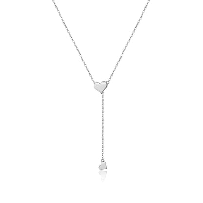 Silver Adjustable Chain Heart Pendant Charm Necklace