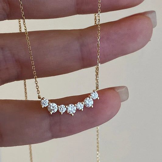 925 Sterling Silver Plated 18K Gold Zircon Necklace
