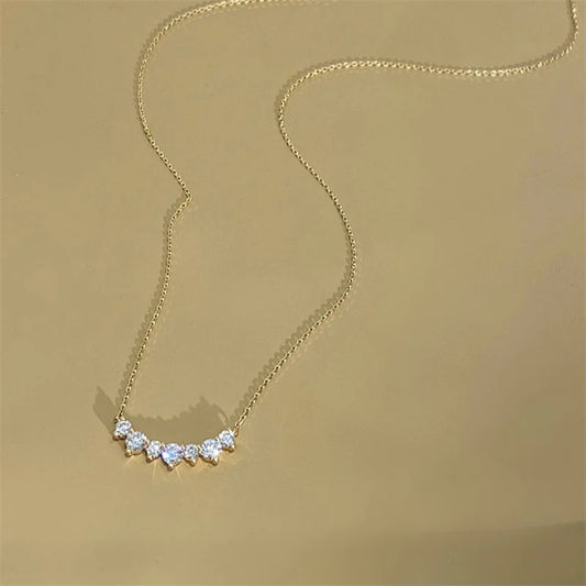 925 Sterling Silver Plated 18K Gold Zircon Necklace