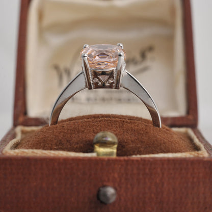 Stunning 2ct octagon rose-cut morganite pink cubic zirconia solitaire ring with a sparkling 8mm center stone in a white gold-plated 4-prong setting.