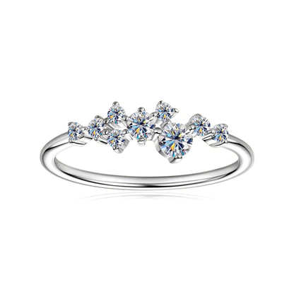 Stunning 14K gold-plated moissanite ring with a brilliant round center stone, sparkling in a secure prong setting.