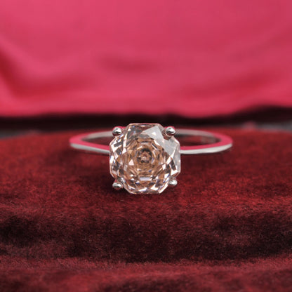 2ct Octagon Rose Cut Morganite Pink Cubic Zirconia Solitaire Ring