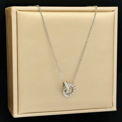 Roman Fashion Double Ring Necklace Bracelet Earring Set