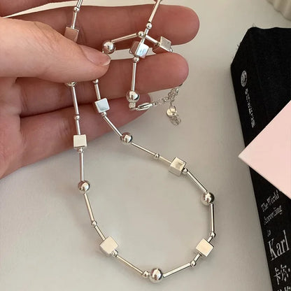 925 Sterling Silver Bead Necklace for Women