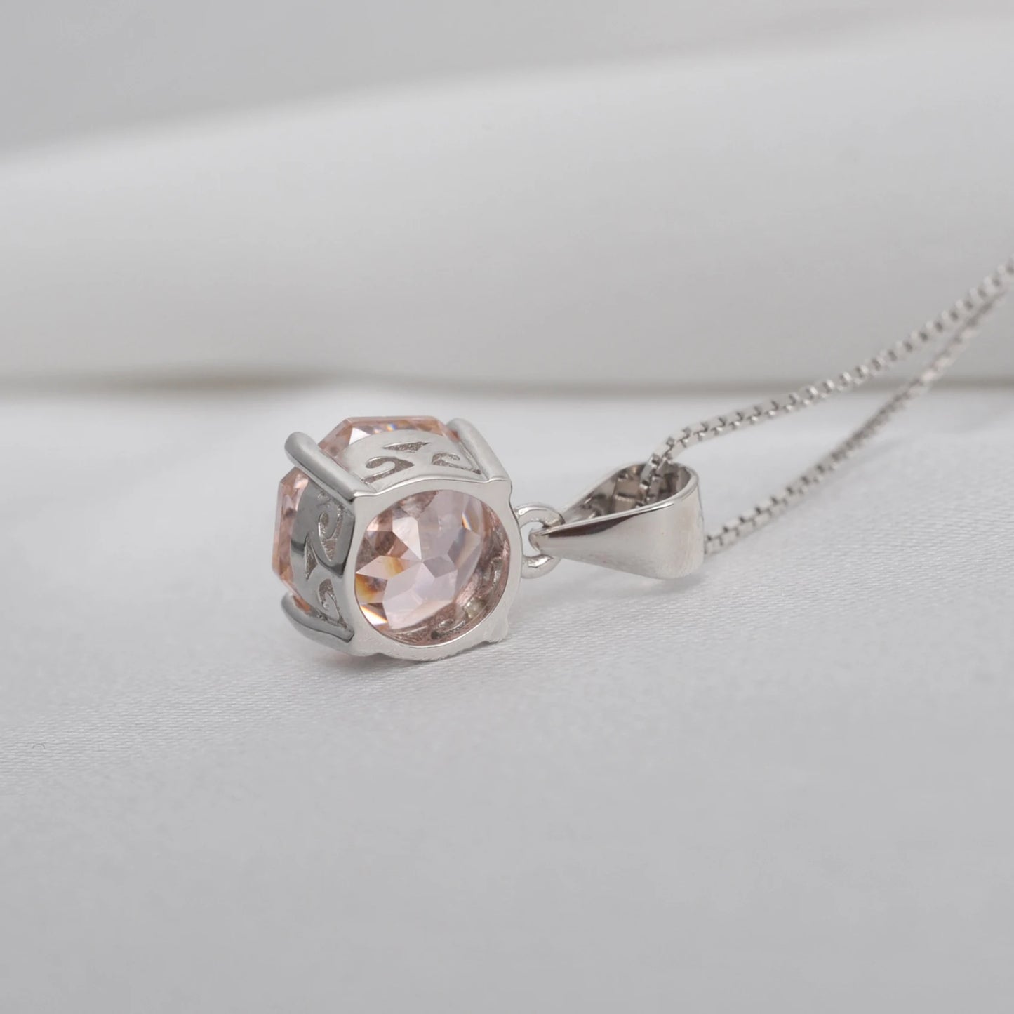 2ct Morganite Pink Octagon Rose Cut Pendant Necklace