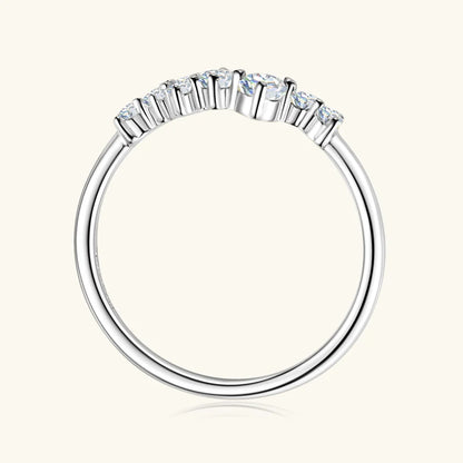 Elegant 14K gold-plated moissanite ring with a sparkling round brilliant center stone in a secure prong setting.
