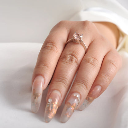2ct Octagon Rose Cut Morganite Pink Cubic Zirconia Solitaire Ring