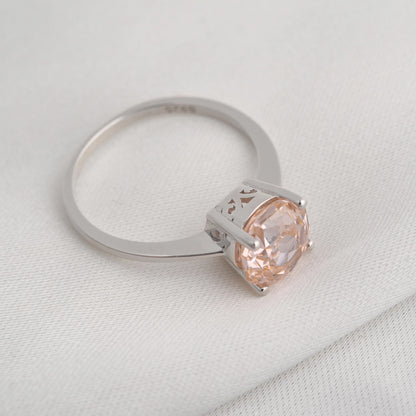 2ct Octagon Rose Cut Morganite Pink Cubic Zirconia Solitaire Ring