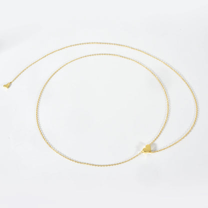 Delicate silver heart pendant necklace with a sparkling zircon center on a sleek 65cm snake chain, perfect for office wear.