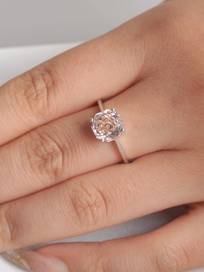 2ct Octagon Rose Cut Morganite Pink Cubic Zirconia Solitaire Ring