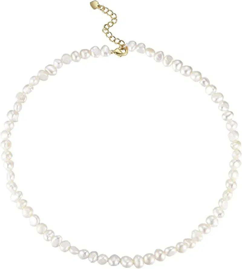 Real Natural Baroque Freshwater Pearl Choker Necklace for Women